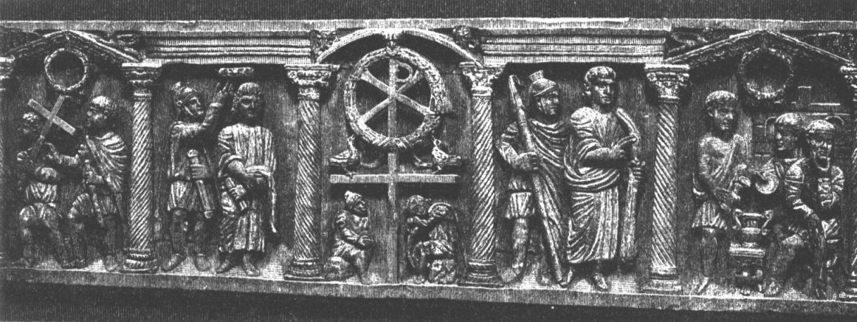 Раннехристианское изображение Страстей Господних. Барельеф на мраморном саркофаге IV в., найденном в римских катакомбах