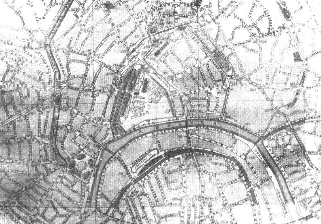 Карта Москвы. 1928 г. Воробьевы горы. Место прощания Мастера перед «последним полетом»