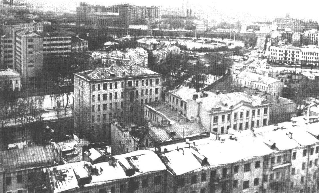 Вид на район Арбата с домом в Нащокинском переулке, 3/5, где с февраля 1934 года М. Булгаков жил с Е.С. Булгаковой и Сережей Шиловским