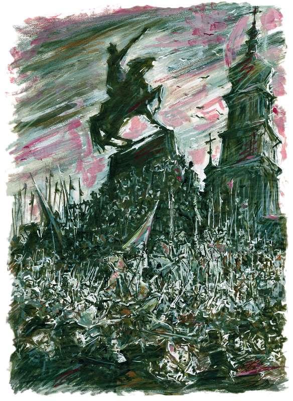 Скачущий же Богдан яростно рвал коня со скалы. Иллюстрации Сергея Чепика к «Белой гвардии»