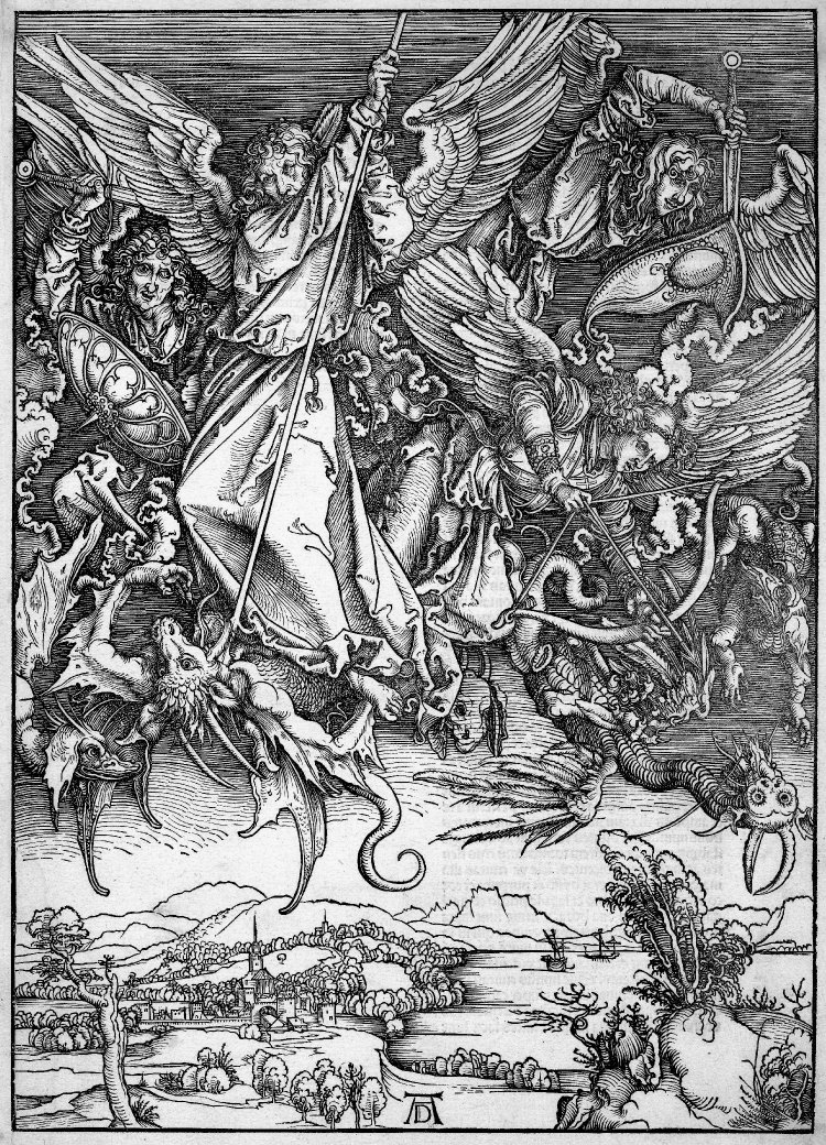 Альбрехт Дюрер. Битва архангела Михаила с драконом. 1498