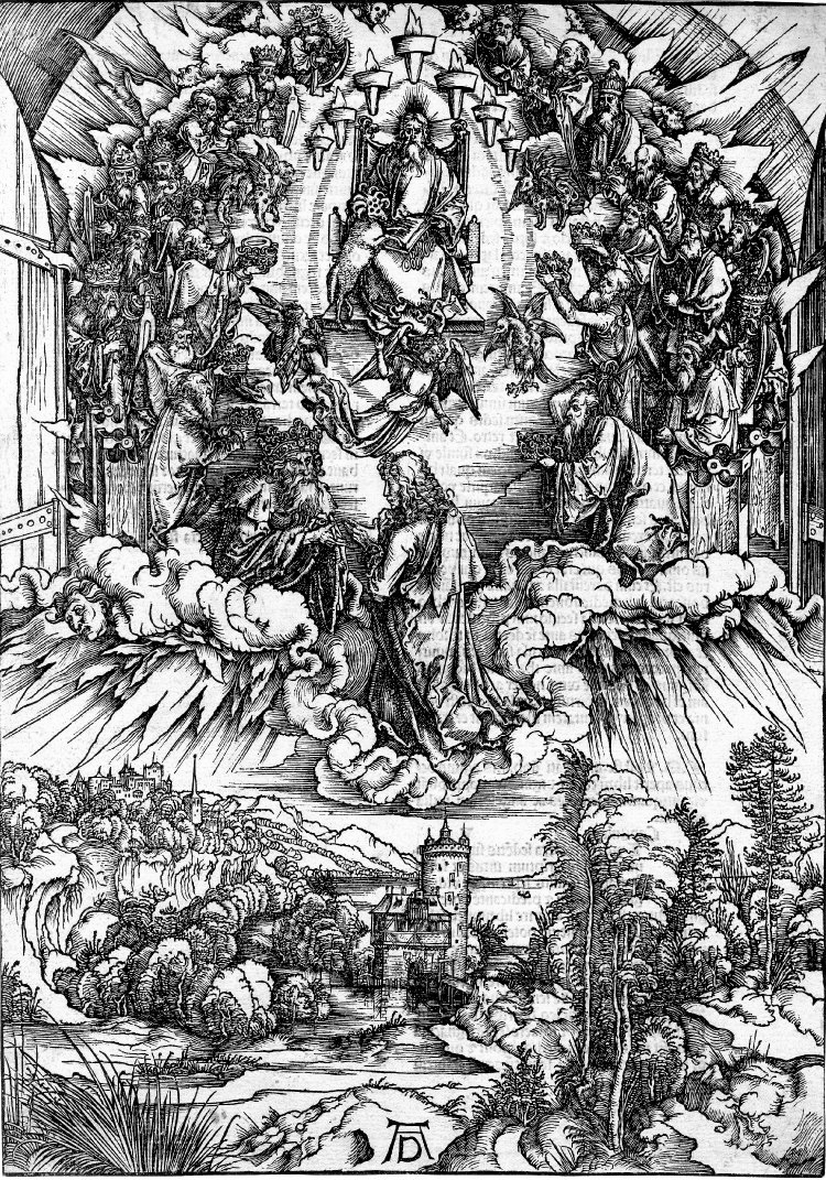 Альбрехт Дюрер. Иоанн перед Богом и двадцатью четырьмя старцами. 1496