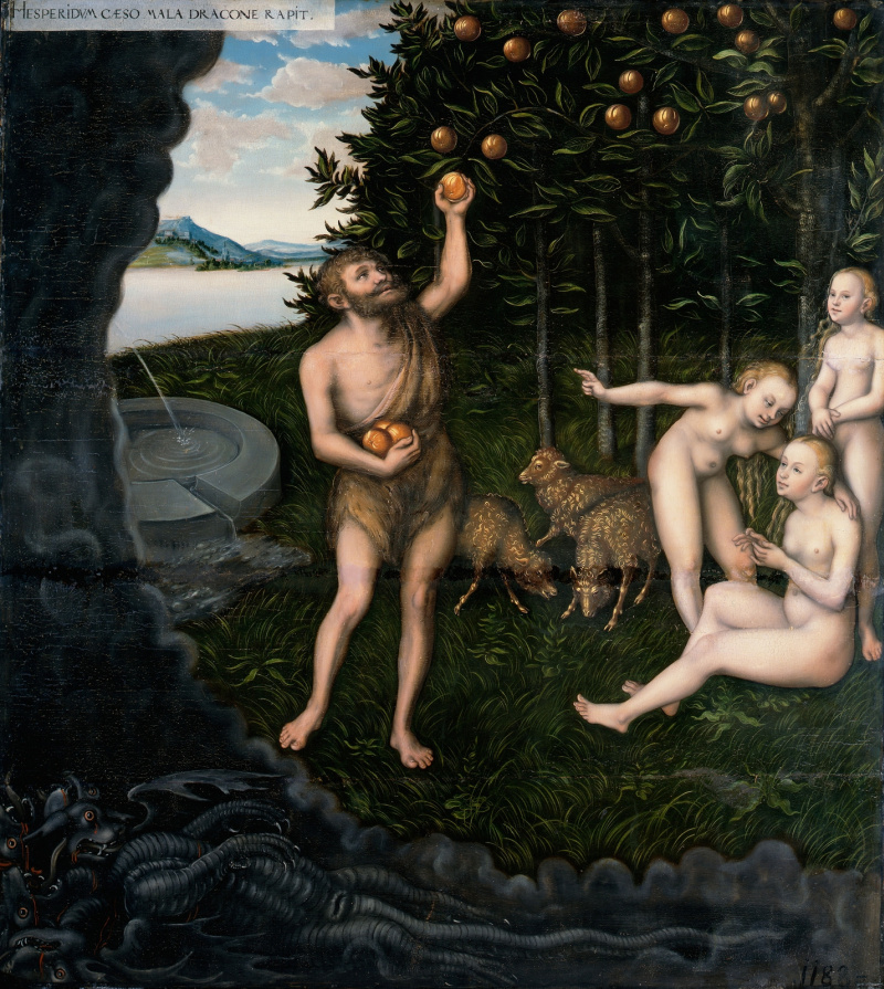 Лукас Кранах Старший. Геркулес похищает яблоки Гесперид, 1537