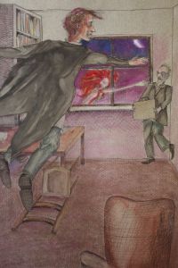 Вампир Варенуха и Гелла пугают Римского. Иллюстрация Сэмюэля Гольца
