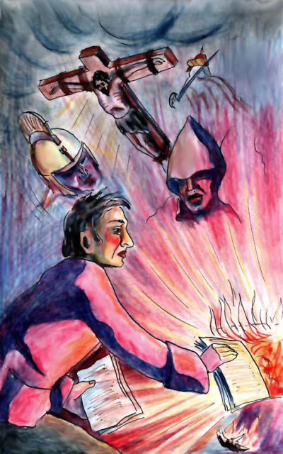 Мастер сжигает рукопись своего романа. Иллюстрация Анатолия Григоренко