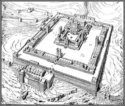 Изображение будущего Храма по книге пророка Иезекииля (гл. 40—48). Шарль Шипез, XIX в.