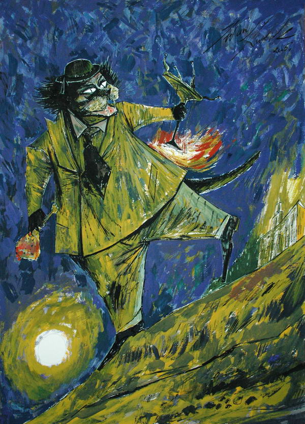 Бегемот с примусом в одной руке... и куриной ногой в другой1. Иллюстрации Ивана Кулика к «Мастеру и Маргарите»