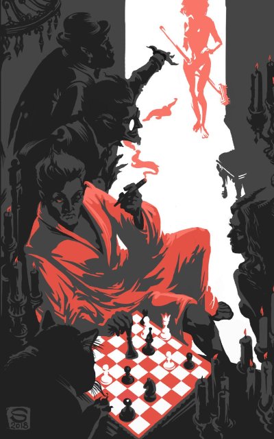 Воланд играет в шахматы. Иллюстрации Ольги Левиной к «Мастеру и Маргарите»