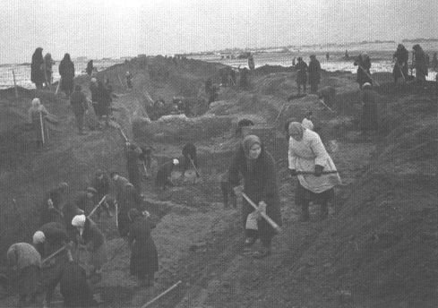Строительство противотанковых укреплений на Хорошевском шоссе. Октябрь 194 1 г. Фото Александра Устинова