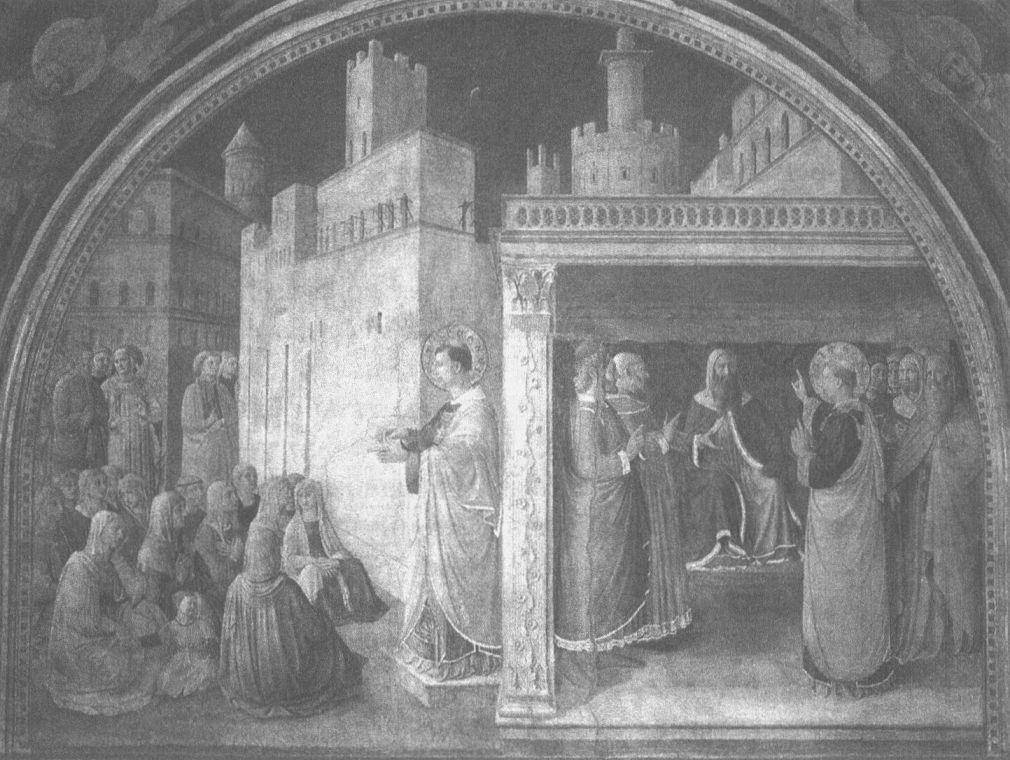 Фра Анжелико. Святой Стефан перед синедрионом. Фреска. Капелла Никколини, Ватикан. 1447—1449