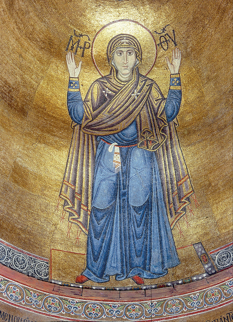 Богоматерь Оранта (Нерушимая Стена). Мозаика в алтаре Софийского собора, XI век