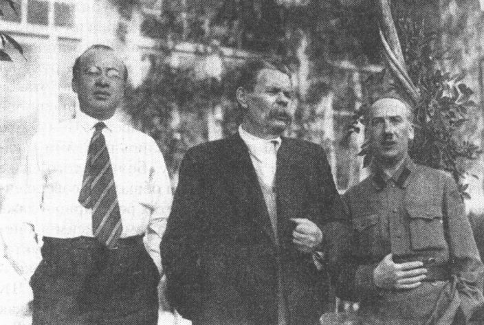Пётр Крючков, Максим Горький и Генрих Ягода. Фото 1933 г.