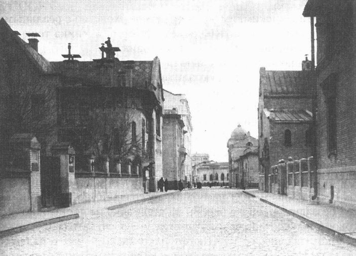 Малый Ржевский переулок в сторону Поварской. Фото из фонда ЦИГИ, 1903—1912 гг.