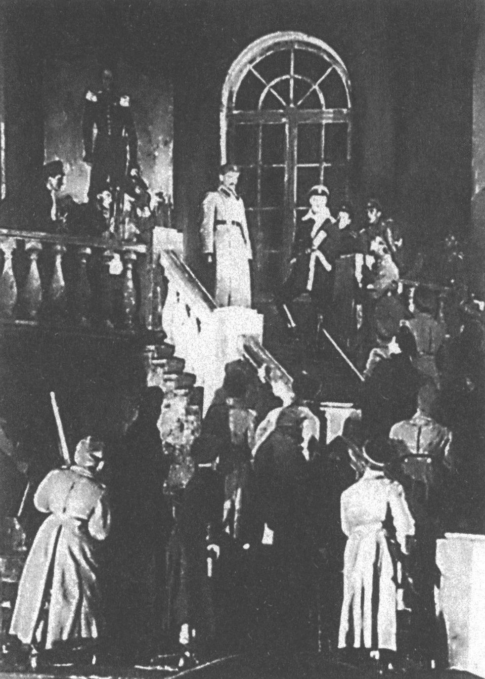 Сцена из 3-го акта («Гимназия») спектакля «Дни Турбиных». МХАТ. 1926 г.
