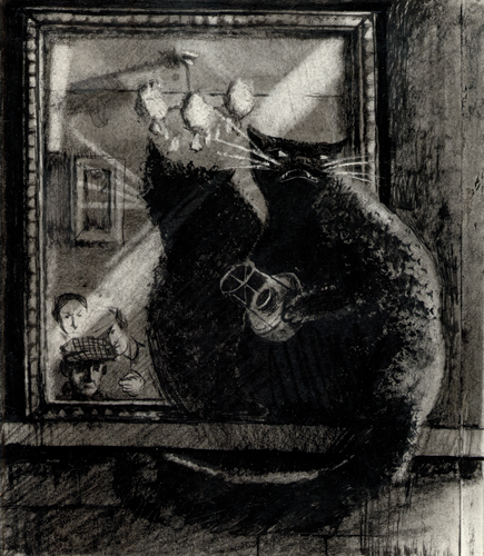 У камина остался лишь один из демонов. Иллюстрации Марии Романовой к «Мастеру и Маргарите»