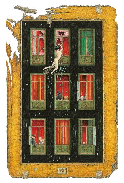 Маргарита громит дом Драмлита. Иллюстрации Питера Суарта (Peter Suart) к «Мастеру и Маргарите»
