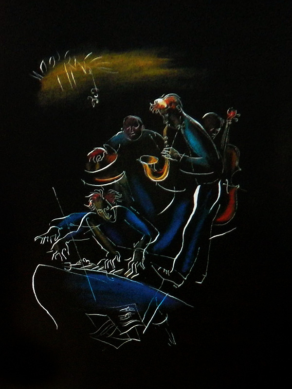Ресторан Грибоедов. Музыканты играют джаз. Иллюстрации Г.А.В. Траугот к «Мастеру и Маргарите»