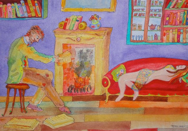 Мастер сжигает свой роман. Иллюстрации Педро Ухарта (Pedro Uhart) к «Мастеру и Маргарите»